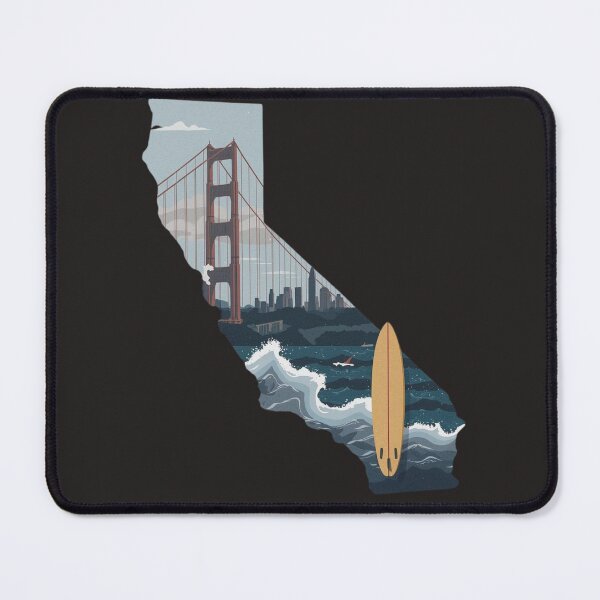 Item preview, California State Art Print - Golden Gate Bridge & Surfboard Illustration designed and sold by TitanRN.