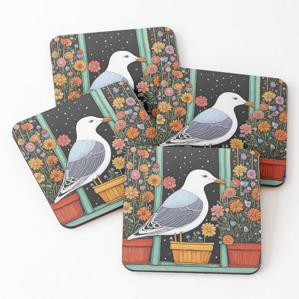Item preview, Folk Art Seagull smelling flowers in a window box designed and sold by Colin Bentham.