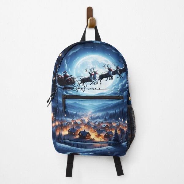 Item preview, Santa and Reindeer Flying Over Snowy Town – Cinematic Christmas Fantasy Art designed and sold by happy mongolia.