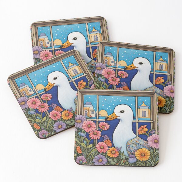 Item preview, Folk Art Seagull smelling flowers in a window box designed and sold by Colin Bentham.