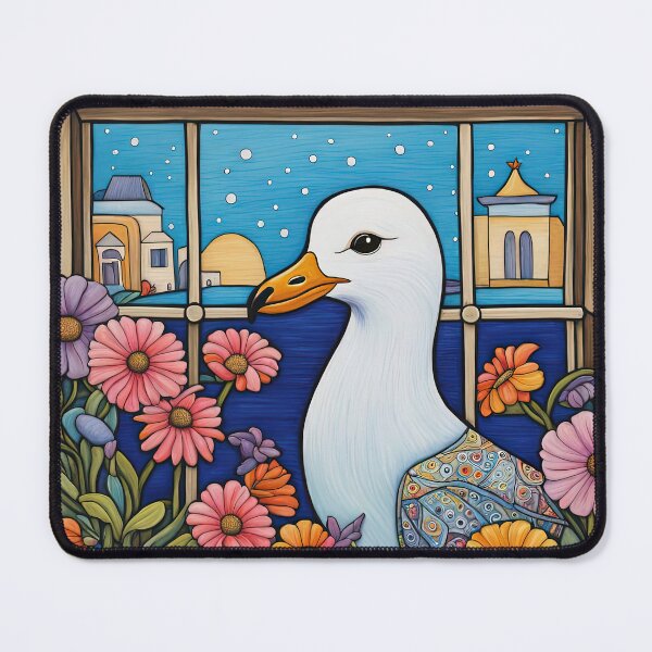 Item preview, Folk Art Seagull smelling flowers in a window box designed and sold by Colin Bentham.