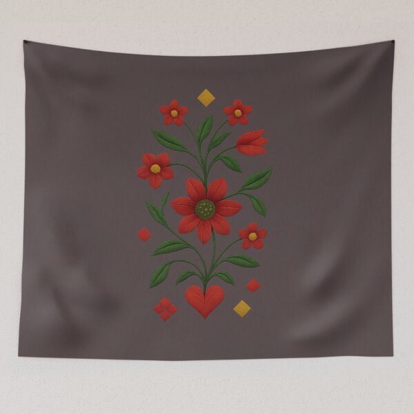 Item preview, Narrow Highland Folk Motif – Floral & Geometric Harmony designed and sold by © Zenscape Studio 2025.