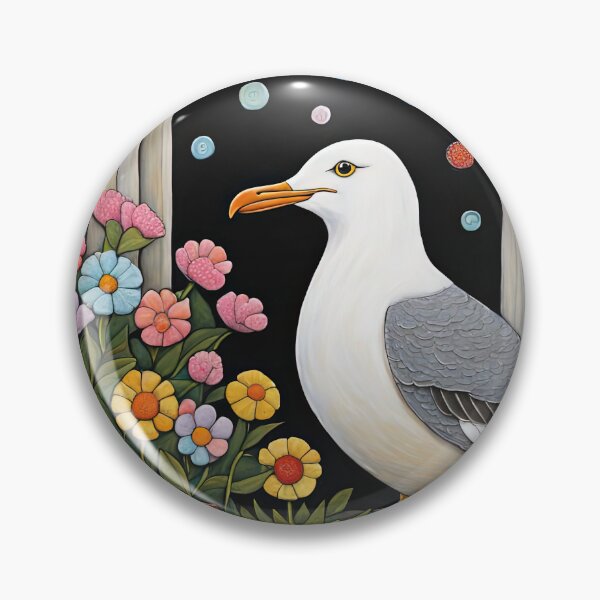 Item preview, Folk Art Seagull smelling flowers in a window box designed and sold by Colin Bentham.