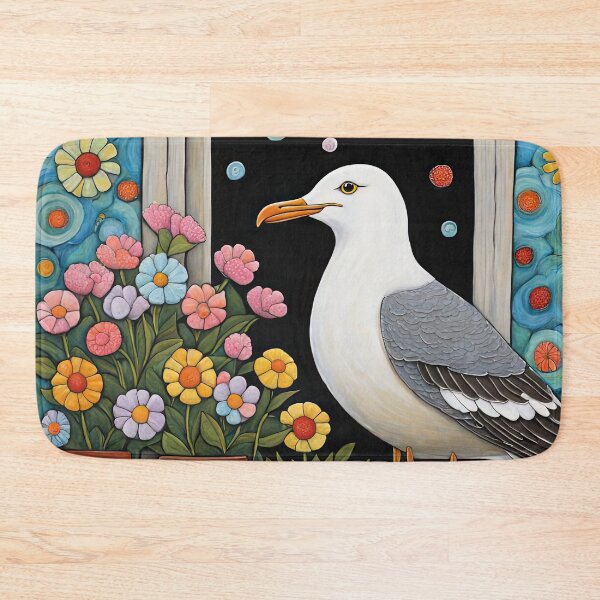 Item preview, Folk Art Seagull smelling flowers in a window box designed and sold by Colin Bentham.