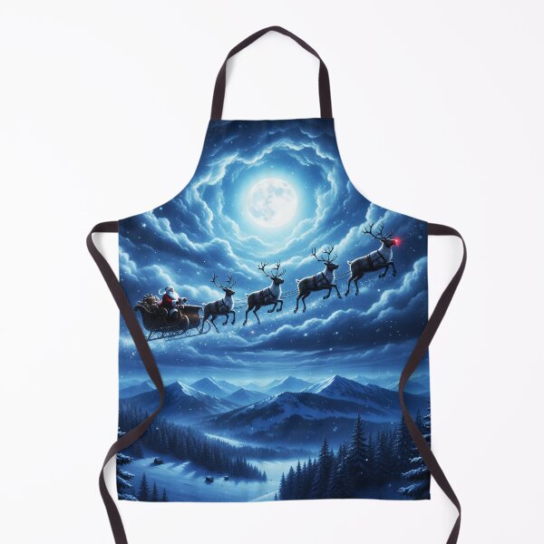 Item preview, Santa Riding Sleigh Through Night Sky – Photorealistic Winter Christmas Art designed and sold by happy mongolia.