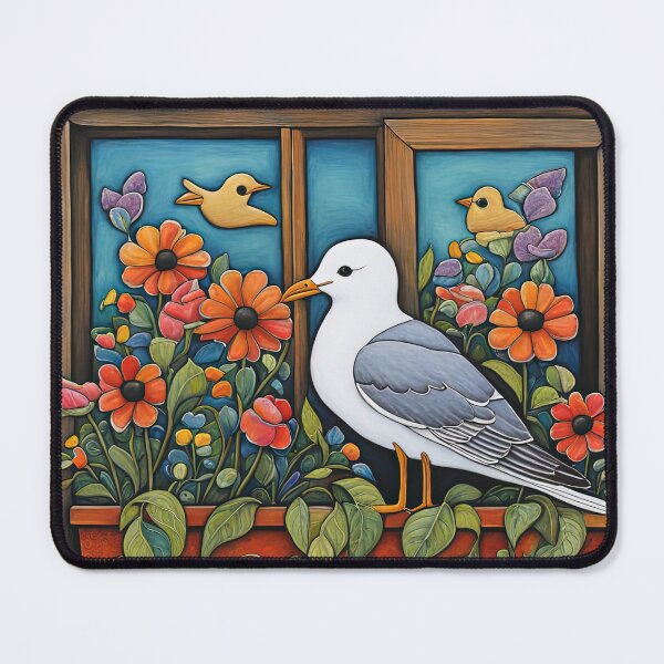 Item preview, Folk Art Seagull smelling flowers in a window box designed and sold by Colin Bentham.