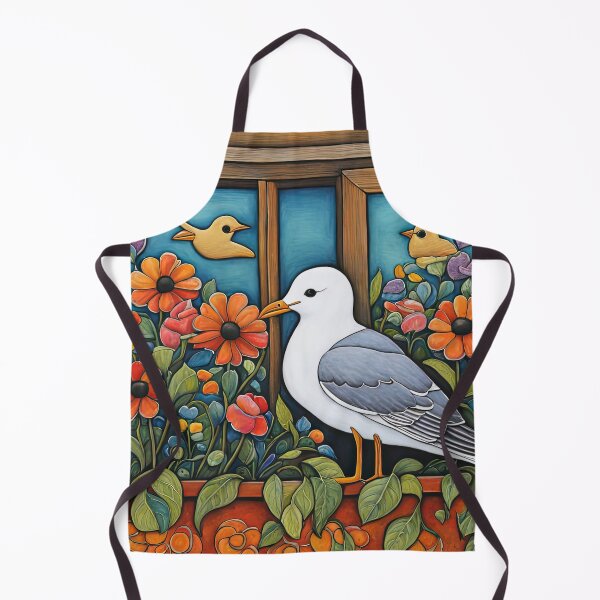 Item preview, Folk Art Seagull smelling flowers in a window box designed and sold by Colin Bentham.