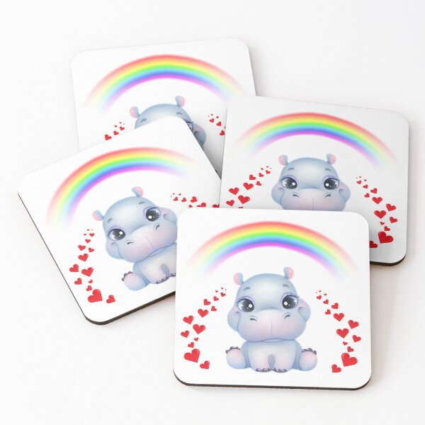 Item preview, Rainbow Hippo – Cute Cartoon Illustration designed and sold by Love3Happy.