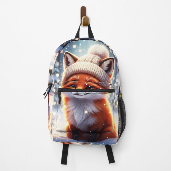 Item preview, Cute Fox Wearing Knitted Winter Hat – Dreamy Snowy Forest Art designed and sold by happy mongolia.
