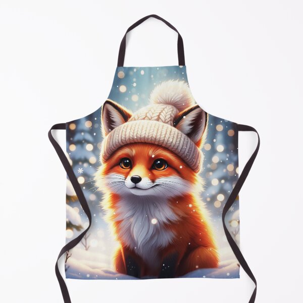 Item preview, Cute Fox Wearing Knitted Winter Hat – Dreamy Snowy Forest Art designed and sold by happy mongolia.