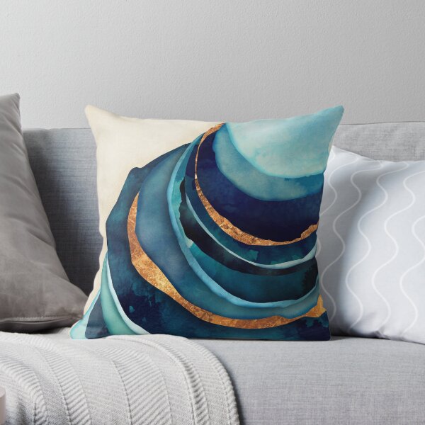 Abstract Blue with Gold Throw Pillow