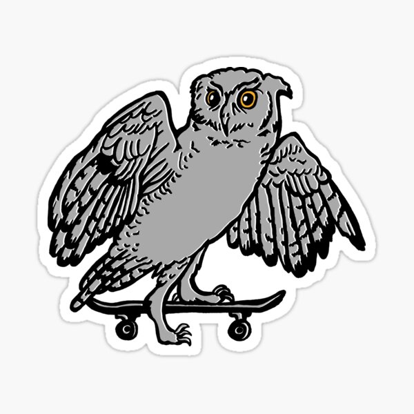 Hiboux en planche à roulettes Sticker