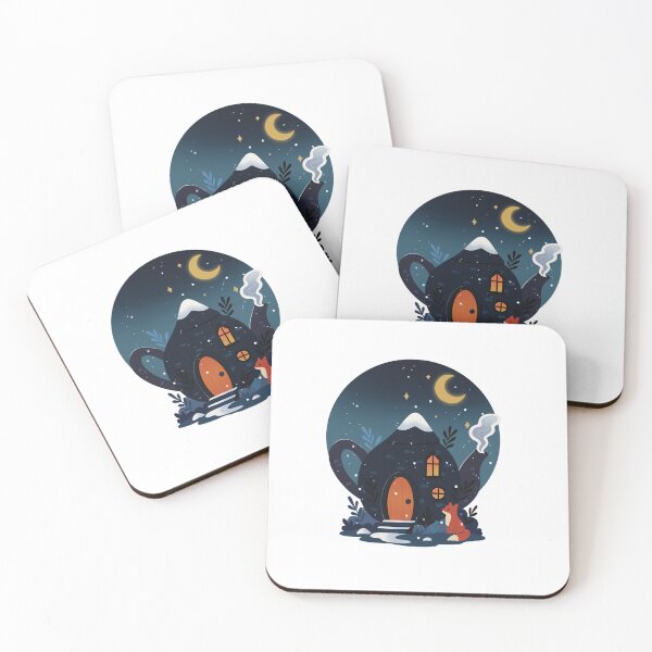 Item preview, Winter Midnight Teapot House with Fox Art designed and sold by CraftachicDsgn.