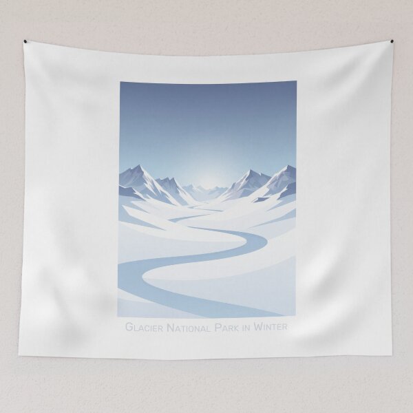 Item preview, Glacier National Park Winter Landscape – Minimalist Snowy Mountains Artwork designed and sold by pod24.