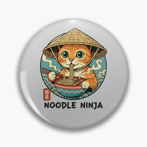 Item preview, ? Noodle Ninja Cat - Cute Kawaii Ramen Kitten designed and sold by THE-DAILY-DRIPS.