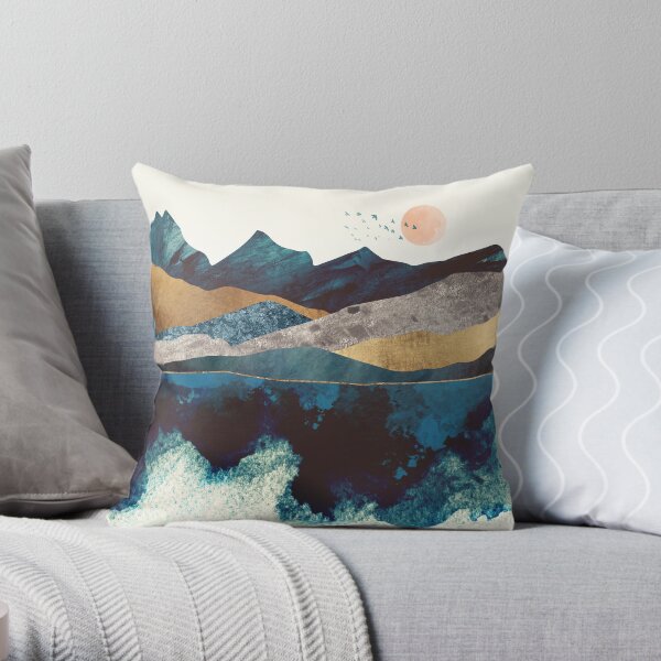 Blue Mountain Reflection Throw Pillow