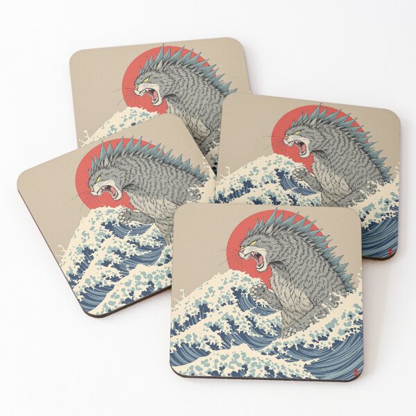 Item preview, Catzilla Ukiyo-e Style – Japanese Wave Monster Cat Art Print designed and sold by KaryaVisionSTR.
