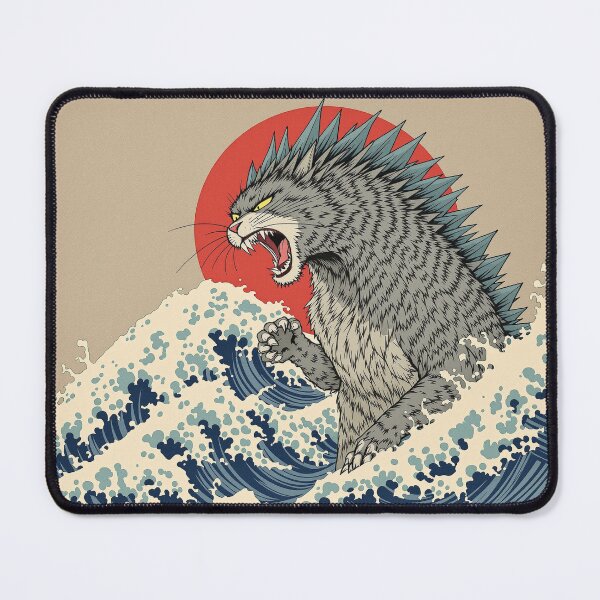Item preview, Catzilla Ukiyo-e Style – Japanese Wave Monster Cat Art Print designed and sold by KaryaVisionSTR.