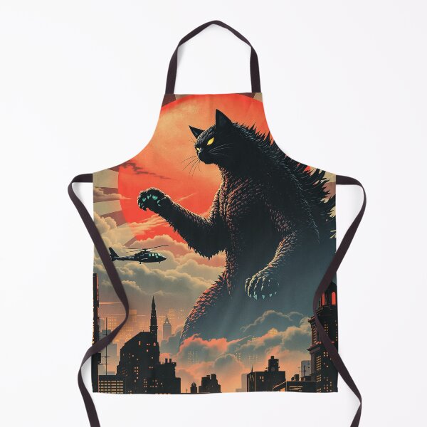Item preview, Catzilla Retro Poster – Giant Monster Cat Over Tokyo Skyline designed and sold by KaryaVisionSTR.