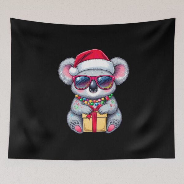 Item preview, Ultra-Christmas Koala – Cute Holiday Hugger | Festive Koala with Gift & Light Tattoos designed and sold by ColorSplash123.