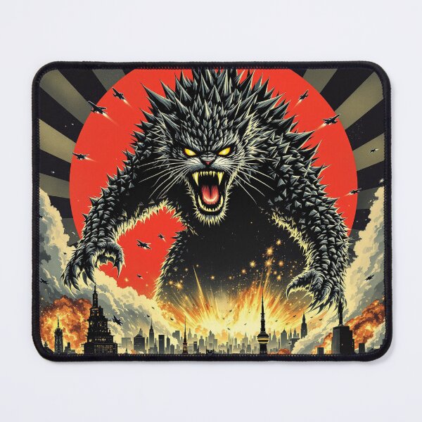 Item preview, Catzilla Attack – Giant Monster Cat Retro Kaiju Poster designed and sold by KaryaVisionSTR.