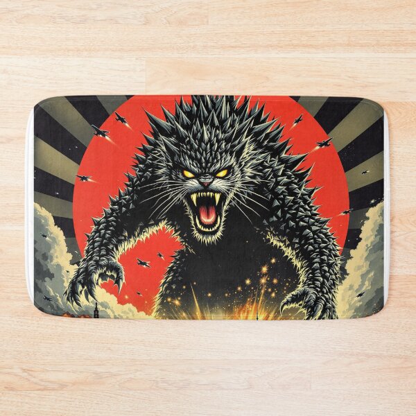 Item preview, Catzilla Attack – Giant Monster Cat Retro Kaiju Poster designed and sold by KaryaVisionSTR.