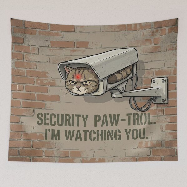 Item preview, Funny Cat CCTV: I'm Watching You - Military Stencil Graphic designed and sold by KaryaVisionSTR.