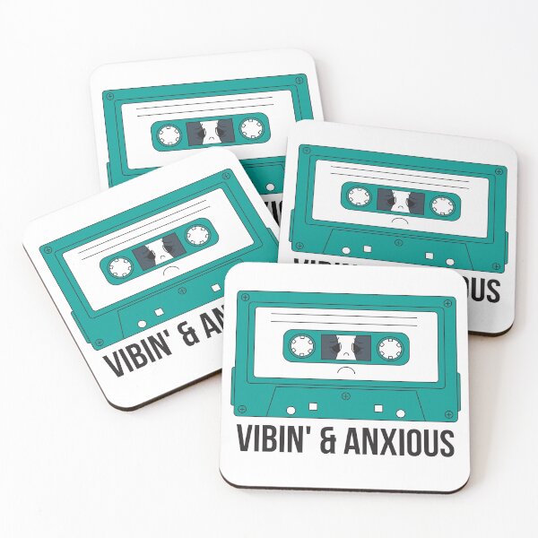 Item preview, Vibin' & Anxious Cassette Sticker | Funny Retro 90s Music Anxiety designed and sold by STEAM & DREAM.