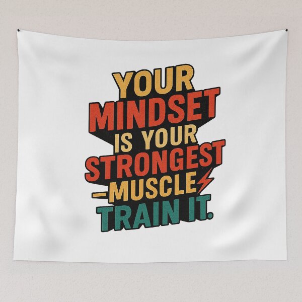 Item preview, Mindset Is Your Strongest Muscle — Retro Motivational Fitness Quote designed and sold by Born To Be Fit.