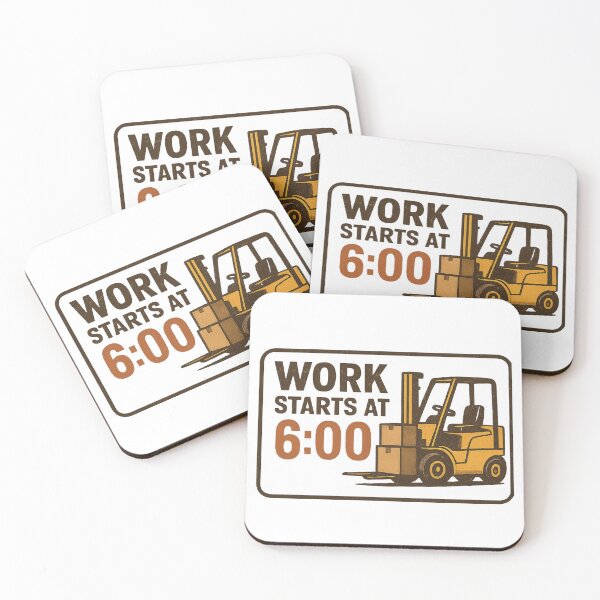 Item preview, Work Starts at 6:00 – Retro Forklift Warehouse Design designed and sold by RetroNibylander.