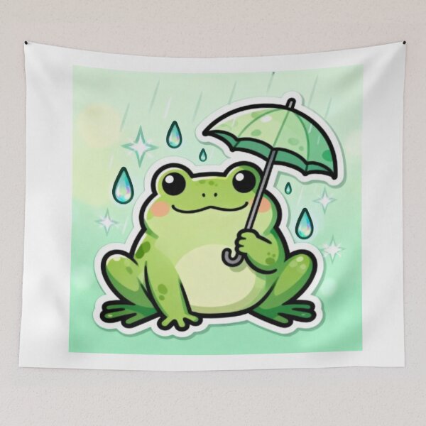 Item preview, Kawaii Frog Umbrella Sticker HD designed and sold by MiniPrintMagic.