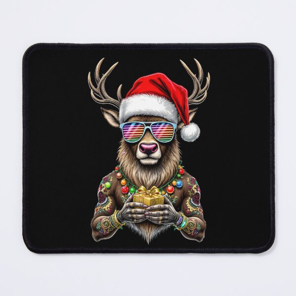 Item preview, Christmas Reindeer – Gift Bringer of the North | Cool Tattooed Reindeer with Present designed and sold by ColorSplash123.