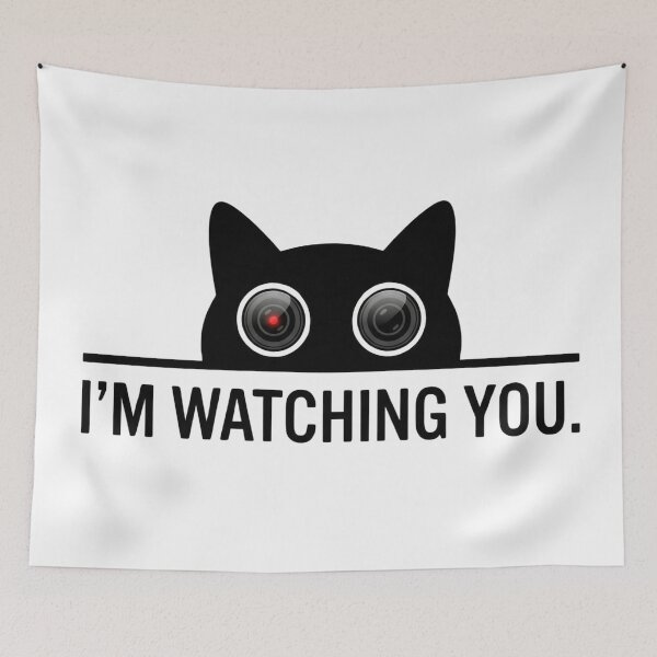 Item preview, Black Cat Peeking Vector Art - I'm Watching You Modern Design designed and sold by KaryaVisionSTR.