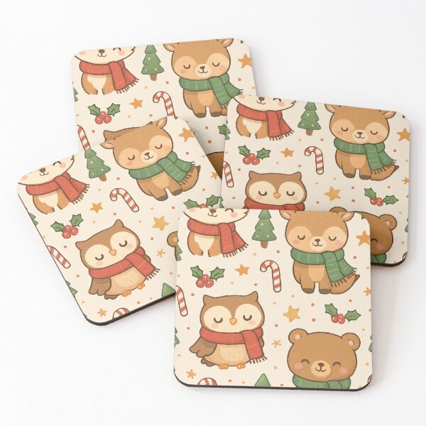Item preview, Kawaii Christmas Animals - Fox Reindeer Owl Bear Winter Cozy designed and sold by Lyvion design.