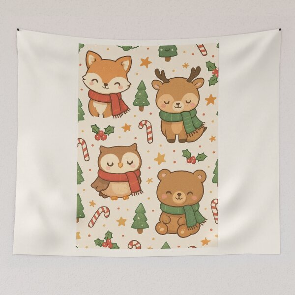 Item preview, Kawaii Christmas Animals - Fox Reindeer Owl Bear Winter Cozy designed and sold by Lyvion design.