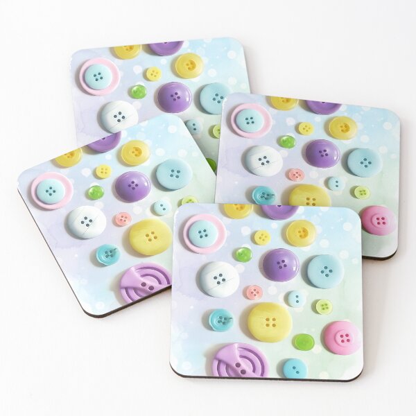 Item preview, Colorful Assorted Buttons Aesthetic | Pastel Sewing Craft Art | Mix Match Button Collection | Cozy Quilting Decor designed and sold by SergioMiklos.