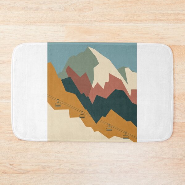 Item preview, Retro Mountain Landscape with Cable Cars – Minimalist Winter Travel Art Print designed and sold by pod24.