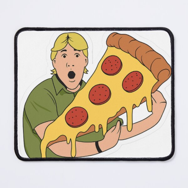 Item preview, Man Holds Large Pizza Slice Sticker Style designed and sold by Chimanjaipal .