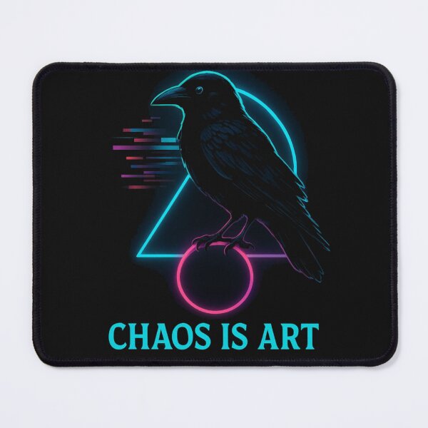 Item preview, Chaos Is Art Neon Raven T-Shirt – Cyberpunk Crow Aesthetic Tee designed and sold by KDesignCrafts.
