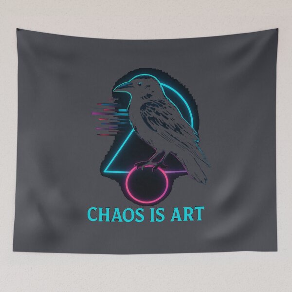 Item preview, Chaos Is Art Neon Raven T-Shirt – Cyberpunk Crow Aesthetic Tee designed and sold by KDesignCrafts.