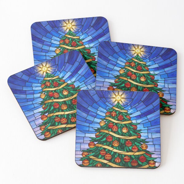 Item preview, Stained Glass Christmas Tree with Star and Ornaments designed and sold by CharlieDesings.