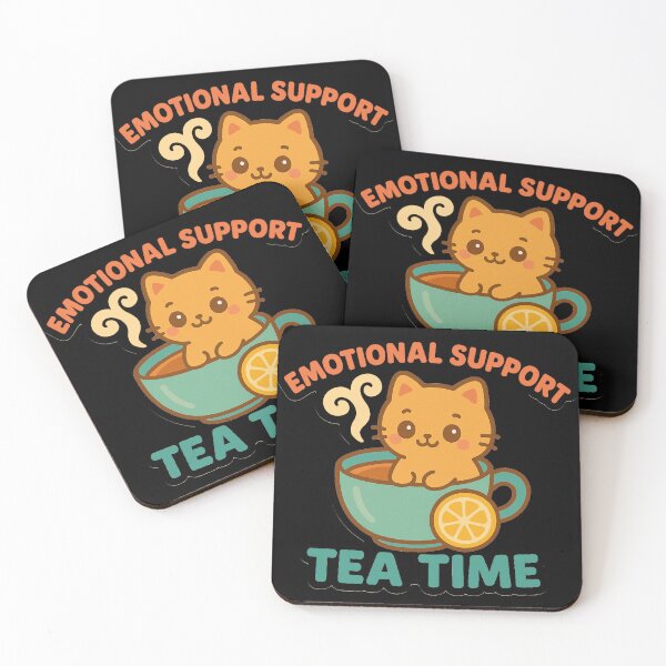 Item preview, Emotional Support Cat – Kawaii Tea Time designed and sold by Galskap.