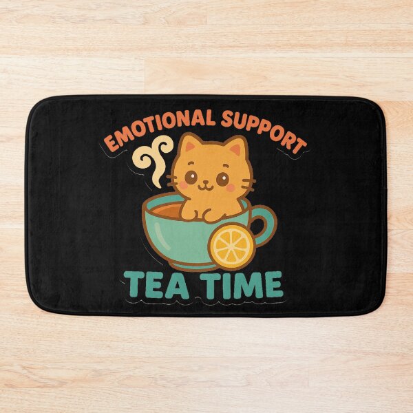 Item preview, Emotional Support Cat – Kawaii Tea Time designed and sold by Galskap.