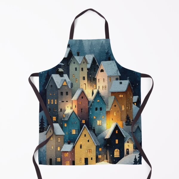 Item preview, Magical Night Winter Village - Glowing Windows in Snowy Town designed and sold by Moss and Moon Studio.