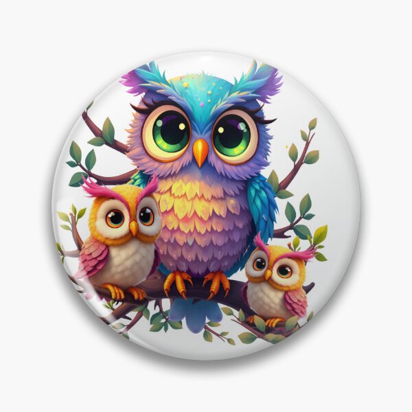 Item preview, Cute fantasy owl with two little friendly brown owls  designed and sold by LoneAngel.