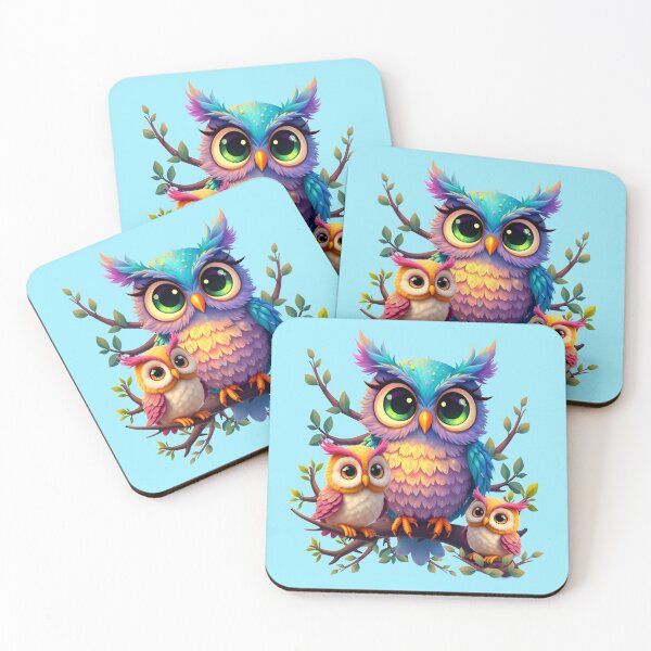 Item preview, Cute fantasy owl with two little friendly brown owls  designed and sold by LoneAngel.