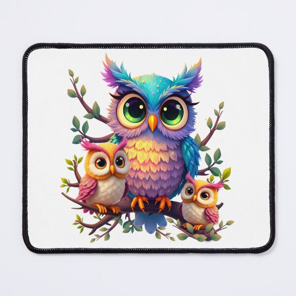 Item preview, Cute fantasy owl with two little friendly brown owls designed and sold by LoneAngel.