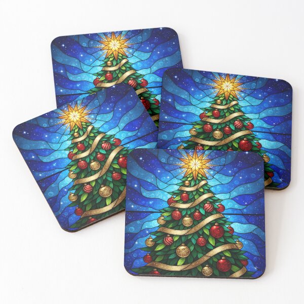 Item preview, Stained Glass Christmas Tree with Star and Ornaments designed and sold by CharlieDesings.