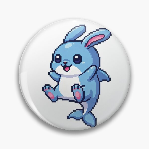 Artikelvorschau, Bunnifin Mini Jump – Niedlicher Hasen-Delfin-Kawaii-Hybrid-Aufkleber entworfen und verkauft von Pixel Girl Aesthetic Studio.