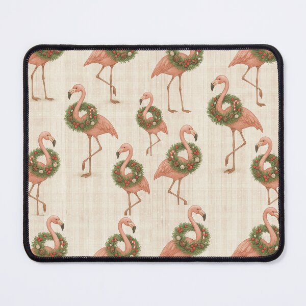 Item preview, Christmas Flamingo Wreath Pattern – Vintage Holiday Flamingo Art designed and sold by MerryHillStudio.